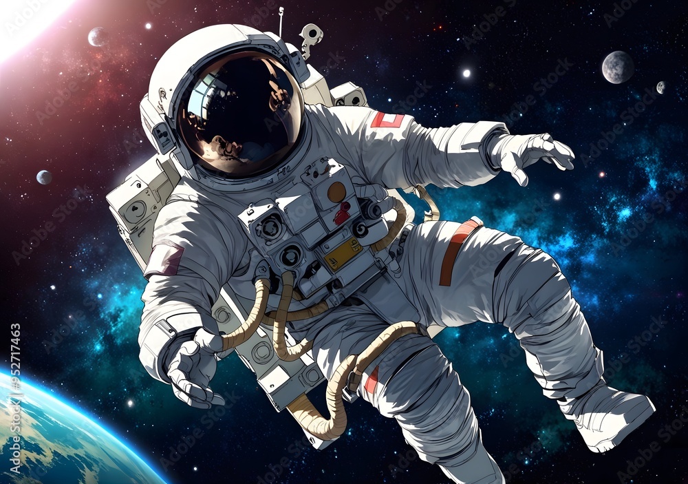 Astronaut in outer space anime. Elements of this image furnished Astronaut in outer space anime. Elements of this image furnished