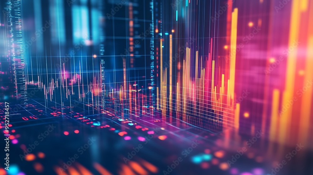 Abstract Digital Data Visualization with Colorful Lines and Grids Abstract Digital Data Visualization with Colorful Lines and Grids