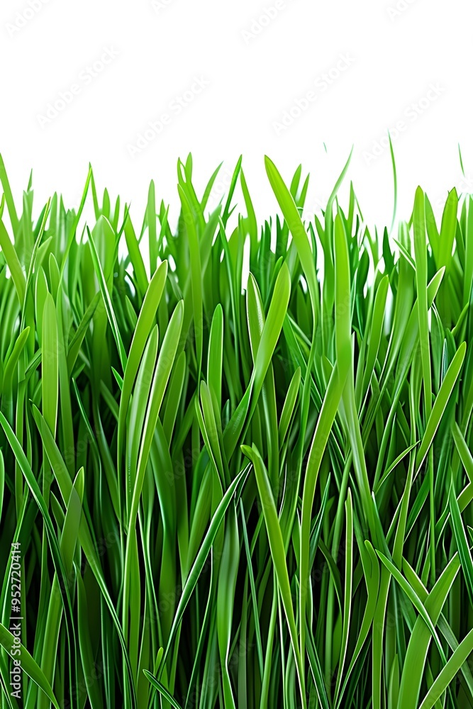 Obraz premium A close-up shot of lush green grass blades against a white background.