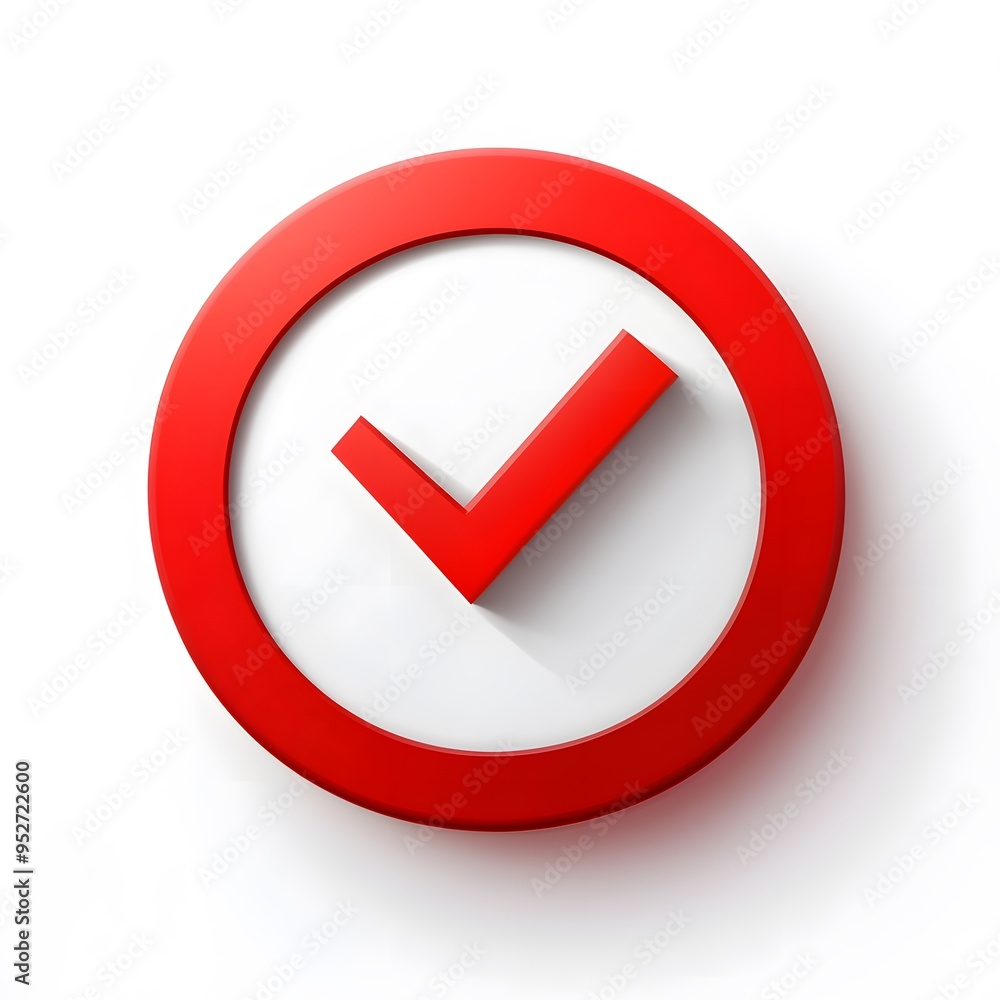 3d check icon, checklist tick, done mark. Vector realistic plastic style checkmark, symbol of selection, confirmation or approval. Red circle with a white, white background
3d check icon, checklist tick, done mark. Vector realistic plastic style checkmark, symbol of selection, confirmation or approval. Red circle with a white, white background