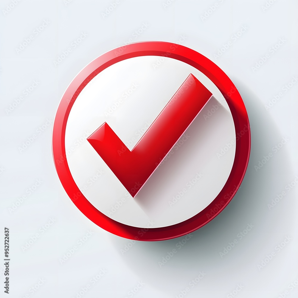 3d check icon, checklist tick, done mark. Vector realistic plastic style checkmark, symbol of selection, confirmation or approval. Red circle with a white, white background
3d check icon, checklist tick, done mark. Vector realistic plastic style checkmark, symbol of selection, confirmation or approval. Red circle with a white, white background