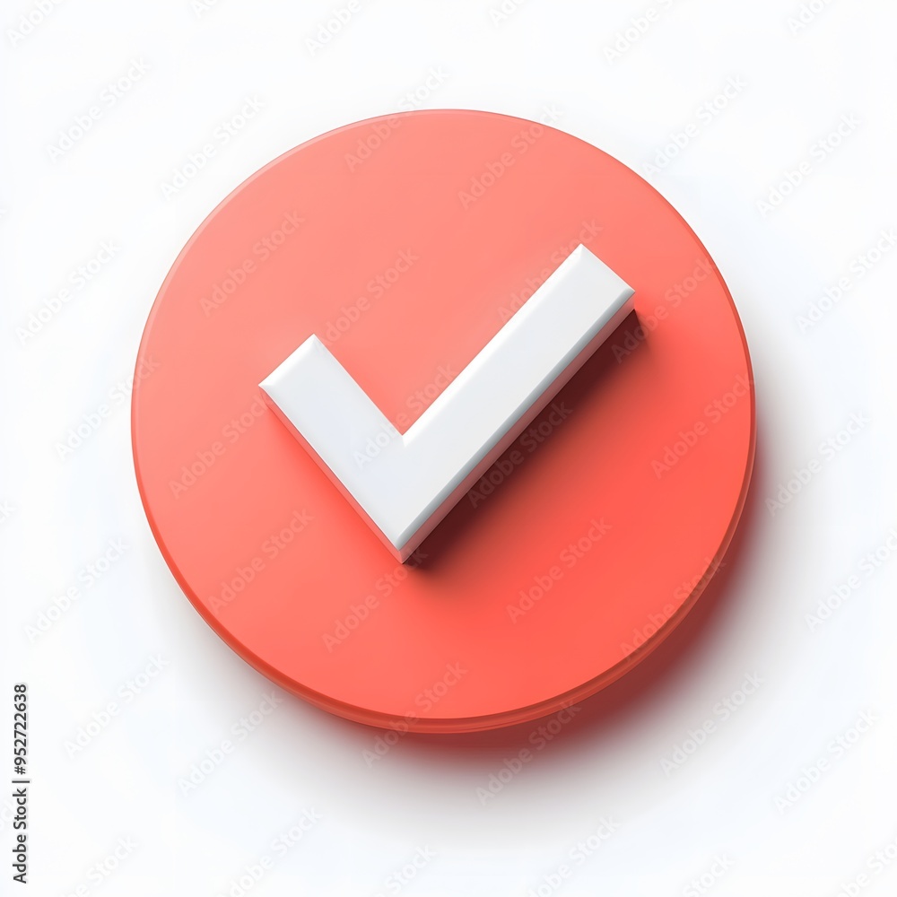 3d check icon, checklist tick, done mark. Vector realistic plastic style checkmark, symbol of selection, confirmation or approval. Red circle with a white, white background
3d check icon, checklist tick, done mark. Vector realistic plastic style checkmark, symbol of selection, confirmation or approval. Red circle with a white, white background