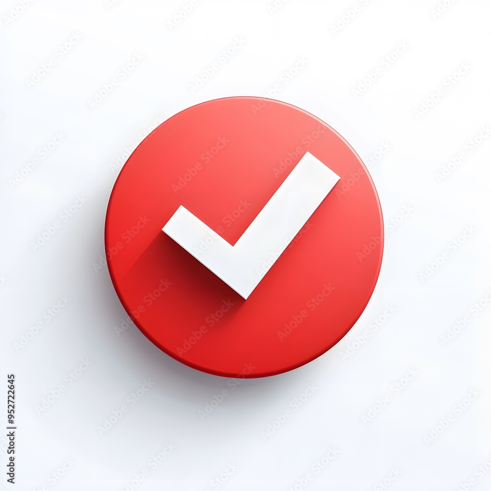 3d check icon, checklist tick, done mark. Vector realistic plastic style checkmark, symbol of selection, confirmation or approval. Red circle with a white, white background
3d check icon, checklist tick, done mark. Vector realistic plastic style checkmark, symbol of selection, confirmation or approval. Red circle with a white, white background