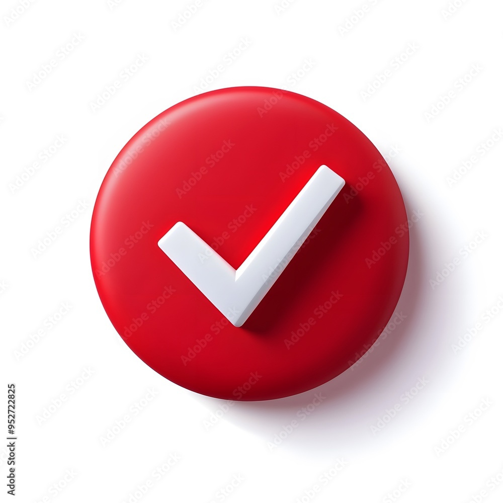 3d check icon, checklist tick, done mark. Vector realistic plastic style checkmark, symbol of selection, confirmation or approval. Red circle with a white, white background
3d check icon, checklist tick, done mark. Vector realistic plastic style checkmark, symbol of selection, confirmation or approval. Red circle with a white, white background