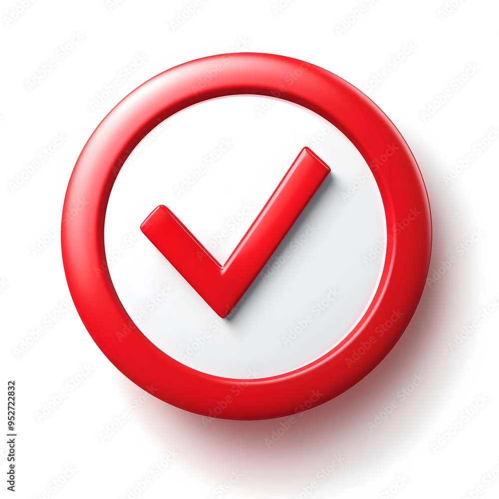 3d check icon, checklist tick, done mark. Vector realistic plastic style checkmark, symbol of selection, confirmation or approval. Red circle with a white, white background
3d check icon, checklist tick, done mark. Vector realistic plastic style checkmark, symbol of selection, confirmation or approval. Red circle with a white, white background