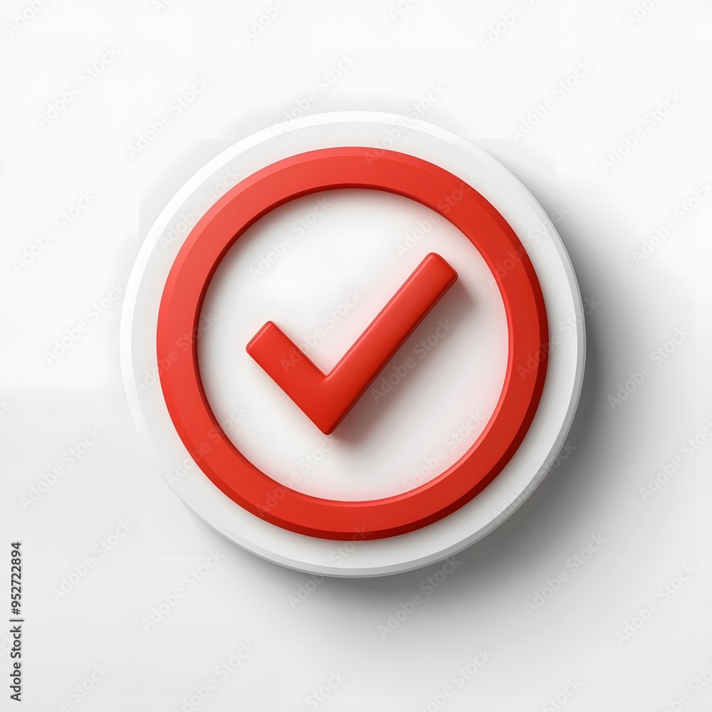 3d check icon, checklist tick, done mark. Vector realistic plastic style checkmark, symbol of selection, confirmation or approval. Red circle with a white, white background
3d check icon, checklist tick, done mark. Vector realistic plastic style checkmark, symbol of selection, confirmation or approval. Red circle with a white, white background