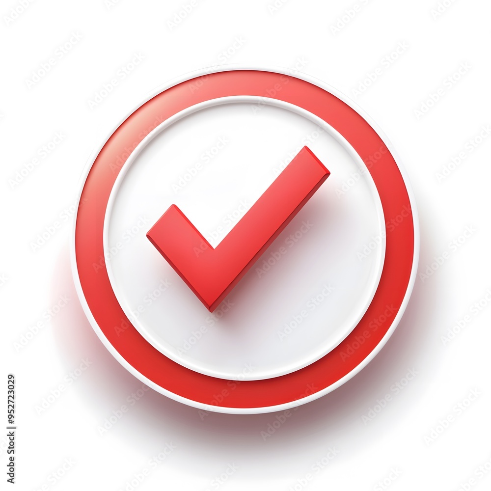 3d check icon, checklist tick, done mark. Vector realistic plastic style checkmark, symbol of selection, confirmation or approval. Red circle with a white, white background
3d check icon, checklist tick, done mark. Vector realistic plastic style checkmark, symbol of selection, confirmation or approval. Red circle with a white, white background