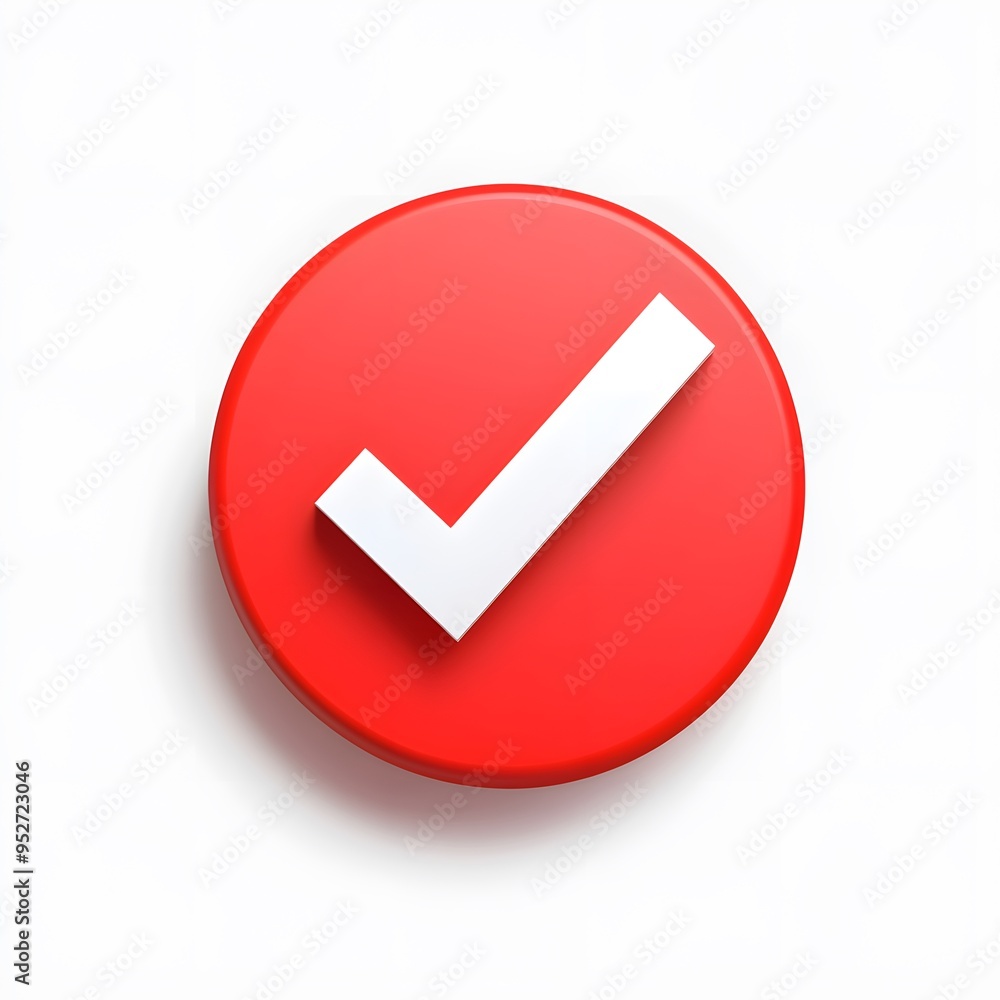 3d check icon, checklist tick, done mark. Vector realistic plastic style checkmark, symbol of selection, confirmation or approval. Red circle with a white, white background
3d check icon, checklist tick, done mark. Vector realistic plastic style checkmark, symbol of selection, confirmation or approval. Red circle with a white, white background