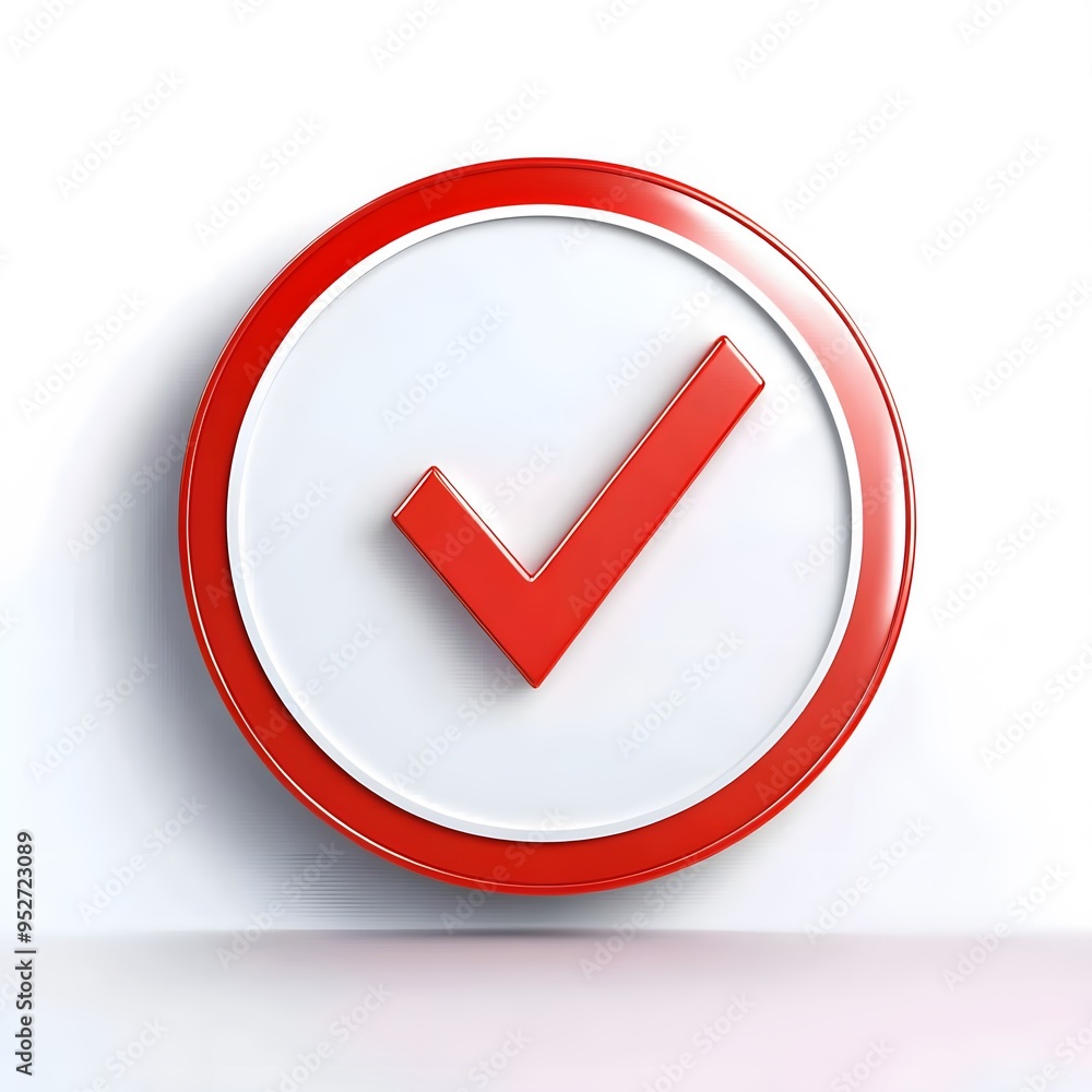3d check icon, checklist tick, done mark. Vector realistic plastic style checkmark, symbol of selection, confirmation or approval. Red circle with a white, white background
3d check icon, checklist tick, done mark. Vector realistic plastic style checkmark, symbol of selection, confirmation or approval. Red circle with a white, white background