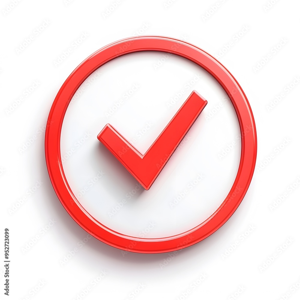 3d check icon, checklist tick, done mark. Vector realistic plastic style checkmark, symbol of selection, confirmation or approval. Red circle with a white, white background
3d check icon, checklist tick, done mark. Vector realistic plastic style checkmark, symbol of selection, confirmation or approval. Red circle with a white, white background