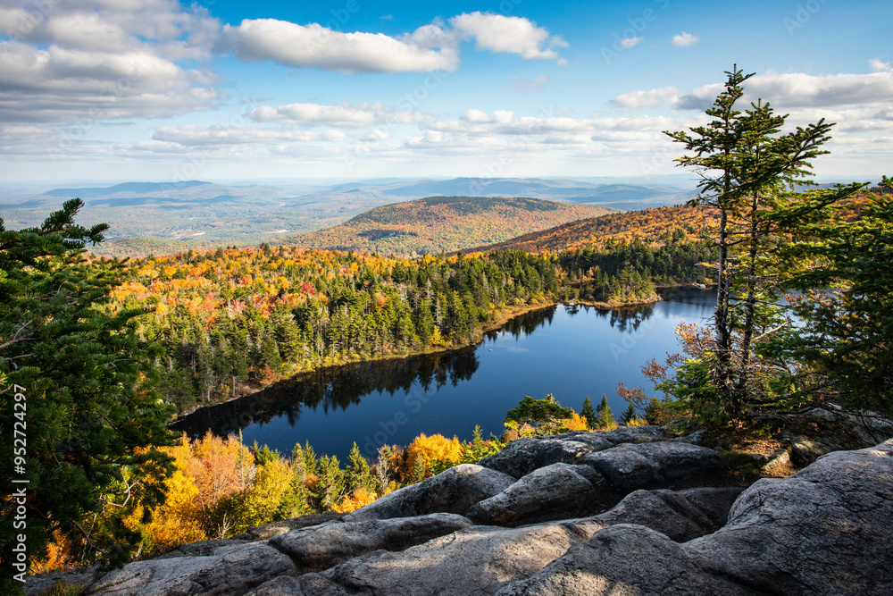 View of Lake Solitude from Mount Sunapee New Hampshire in autumn View of Lake Solitude from Mount Sunapee New Hampshire in autumn