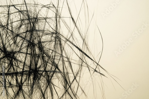 Abstract silhouette of tangled threads light background