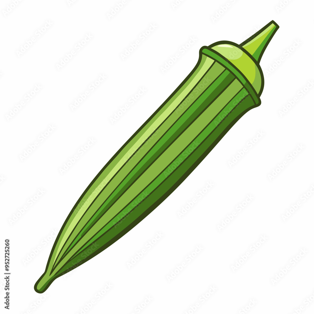 Okra Vector Illustration on White Background Okra Vector Illustration on White Background