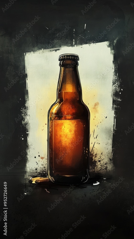 Amber beer bottle with artistic shadows highlights Amber beer bottle with artistic shadows highlights