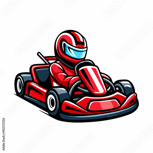 Gokart sport automotive illustration logo vector on a isolated white background (8)