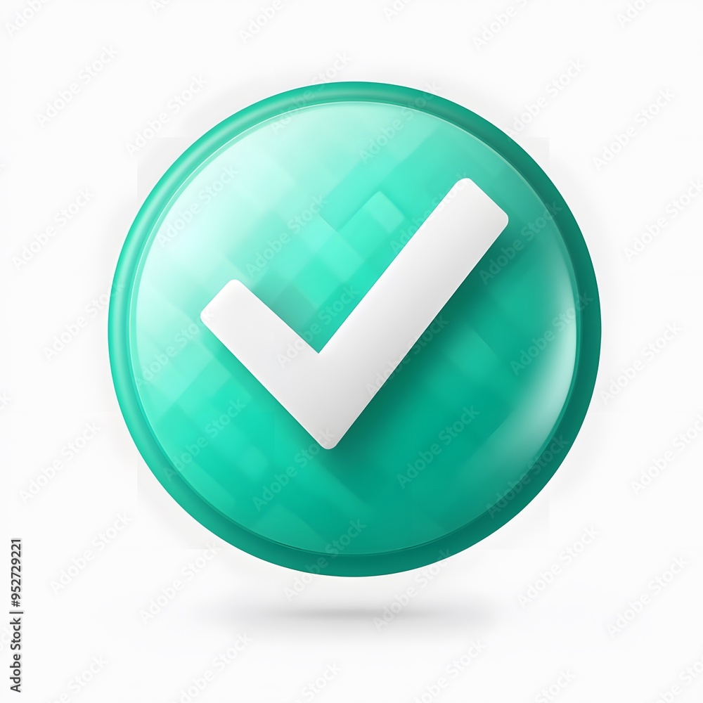 3d check icon, checklist tick, done mark. Vector realistic plastic style checkmark, symbol of selection, confirmation or approval. Green circle with a white, white background 3d check icon, checklist tick, done mark. Vector realistic plastic style checkmark, symbol of selection, confirmation or approval. Green circle with a white, white background