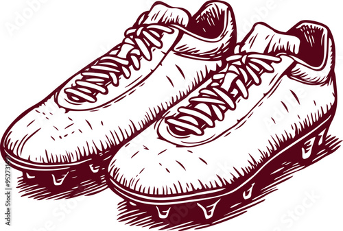 Classic Hand Drawing Football Shoes Illustration