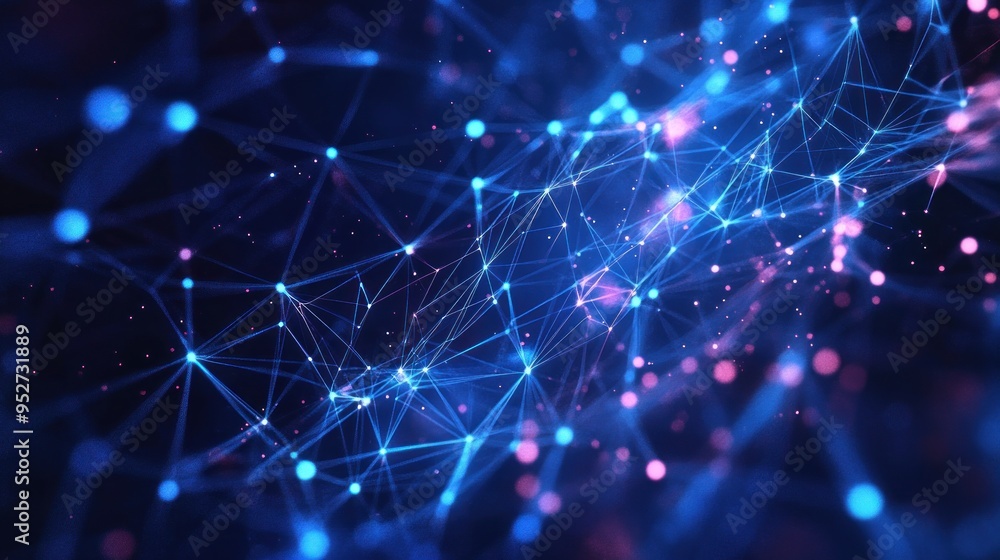 Abstract network of glowing lines and dots, digital galaxy Abstract network of glowing lines and dots, digital galaxy