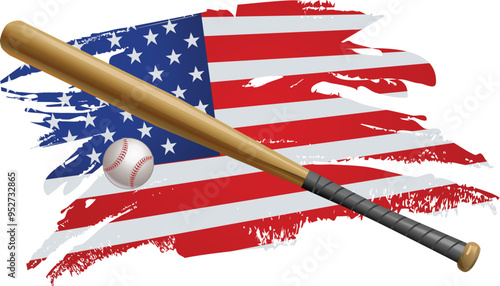 Baseball label. American Flag. USA flag baseball sticker.