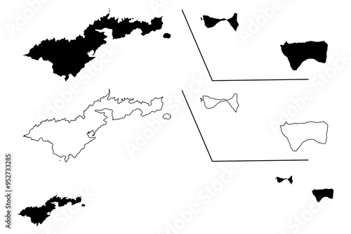 American Samoa (Unincorporated and unorganized U.S. territory, United States of America) map vector illustration, scribble sketch Western Samoa (Tutuila, Manu‘a, Rose Atoll and Swains Island) map