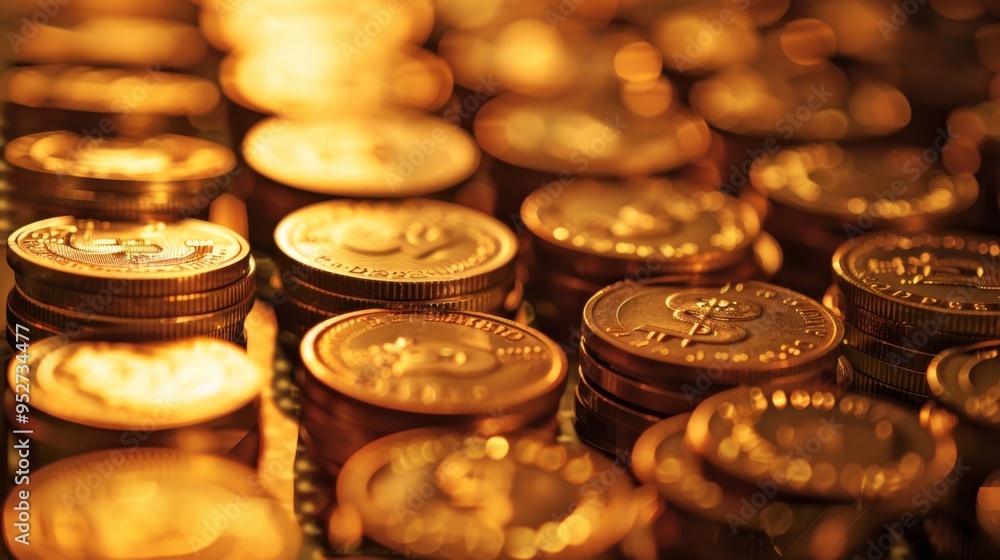 Graph and stock display superimposed on rows of coins for banking concept Graph and stock display superimposed on rows of coins for banking concept