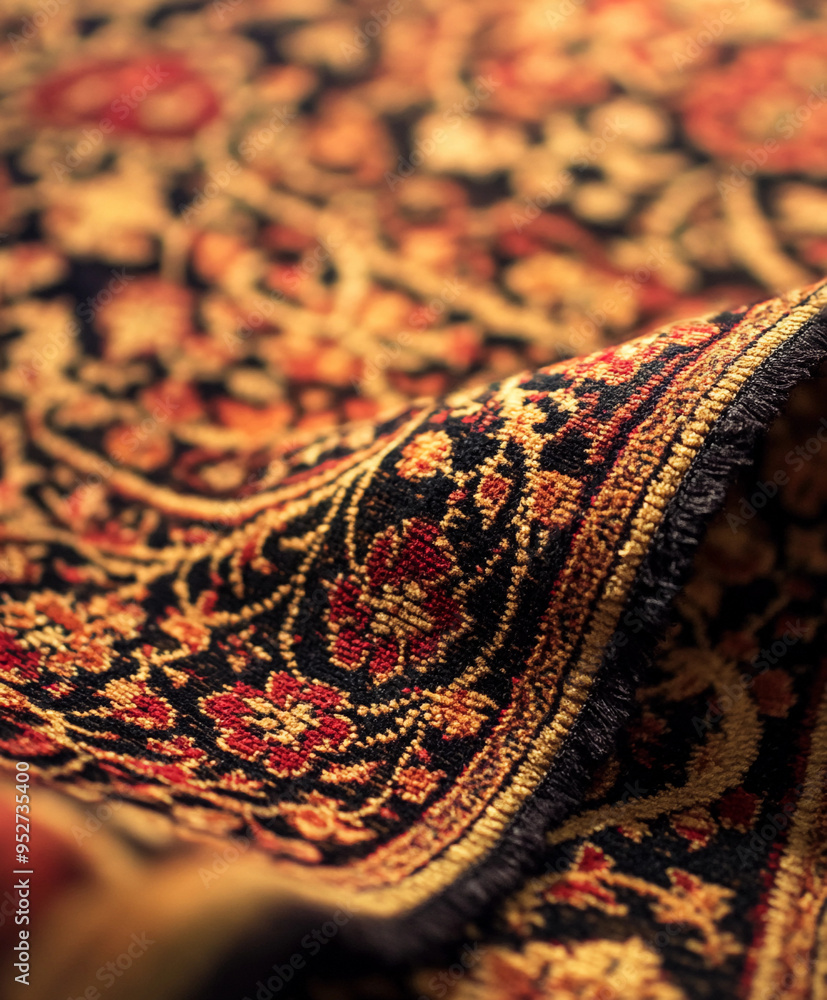Persian carpet with intricate floral patterns Persian carpet with intricate floral patterns