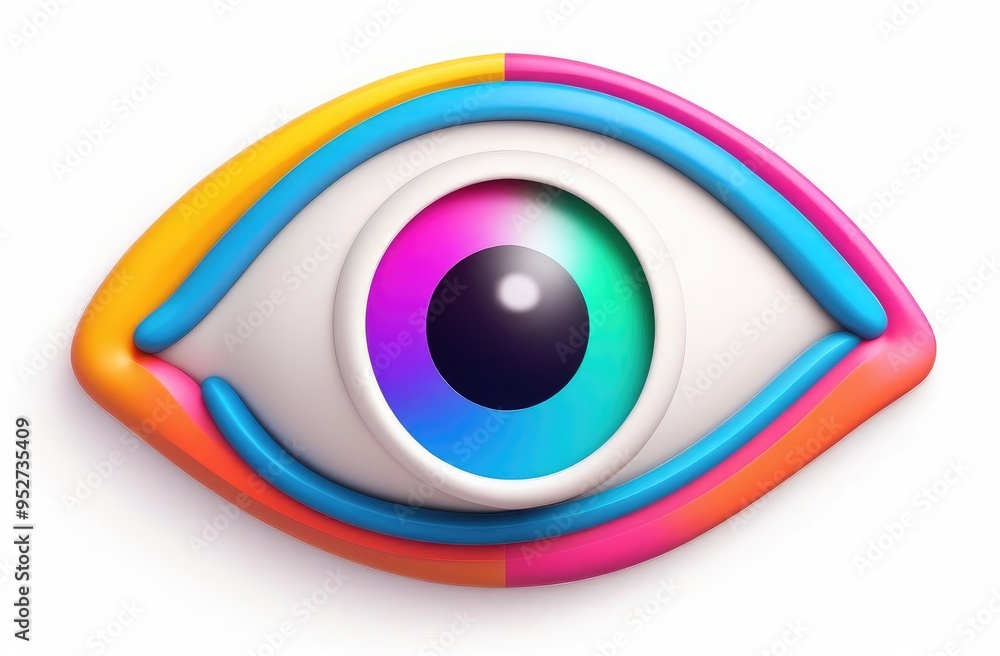 one eye 3d illustration, from plasticine, cartoon on white background. one eye 3d illustration, from plasticine, cartoon on white background.