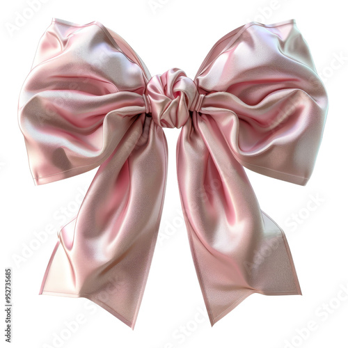 A beautiful pink satin bow perfect for decorations, gifts, or crafts, isolated on white background, transparent background