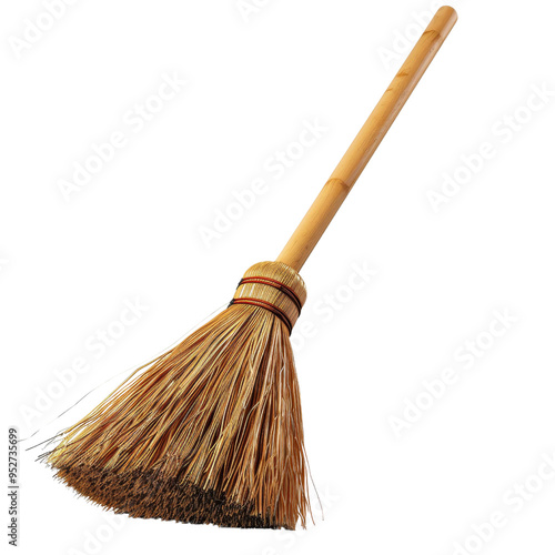 Wallpaper Mural A classic broom featuring a natural fiber bristle head and a wooden handle, isolated on white background, transparent background Torontodigital.ca