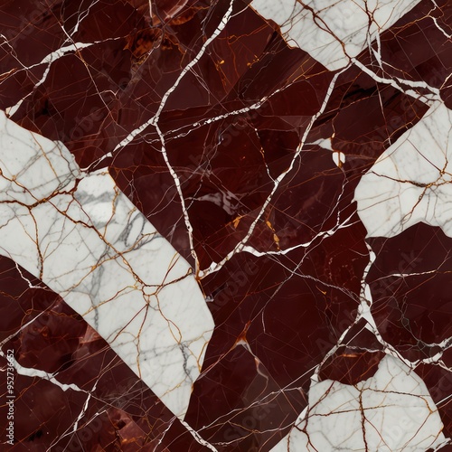 A Rosso Levanto marble texture with deep red hues and white veining for a luxurious look.