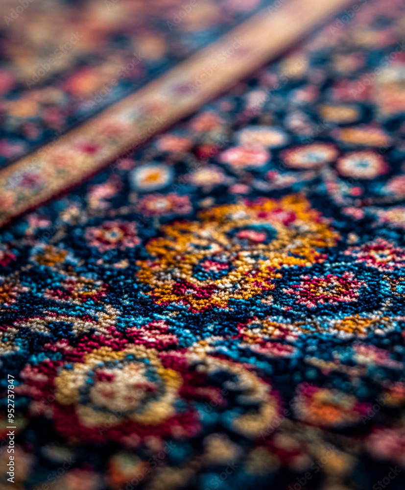 Persian carpet with intricate floral patterns Persian carpet with intricate floral patterns