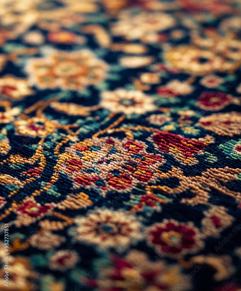 Persian carpet with intricate floral patterns Persian carpet with intricate floral patterns