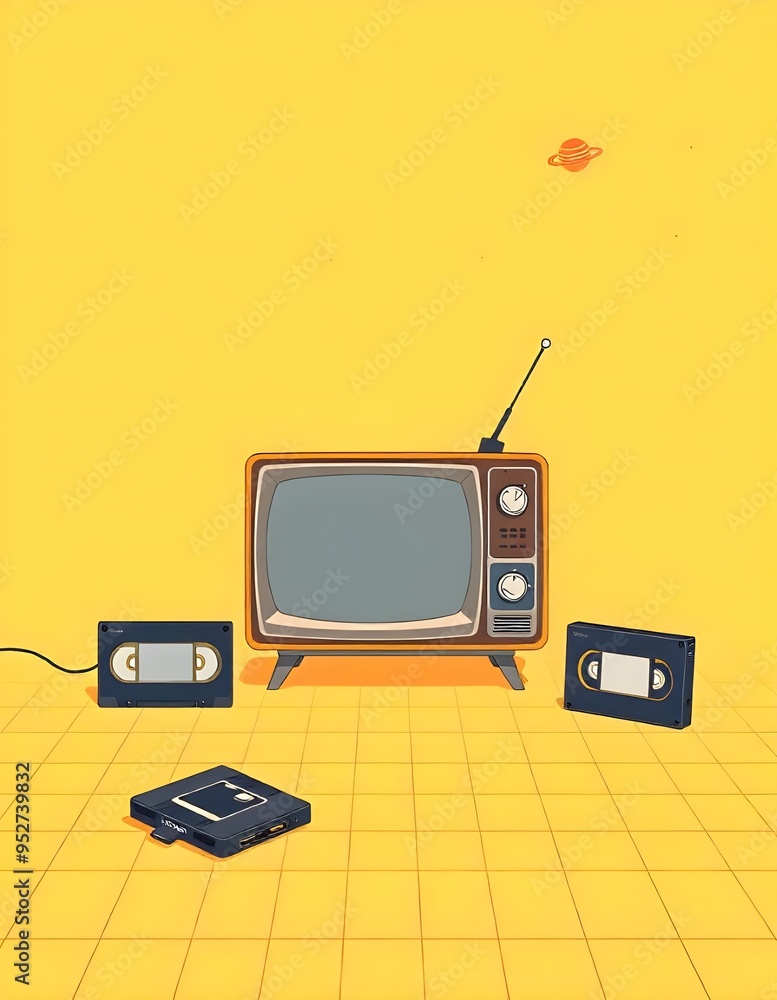 Obraz premium illustration of a television in retro style