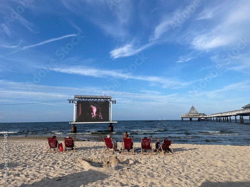 Sommerkino im Kaiserbad Heringsdorf an der Ostsee auf der Insel Usedom, Mecklenburg Vorpommern, Europa  photo