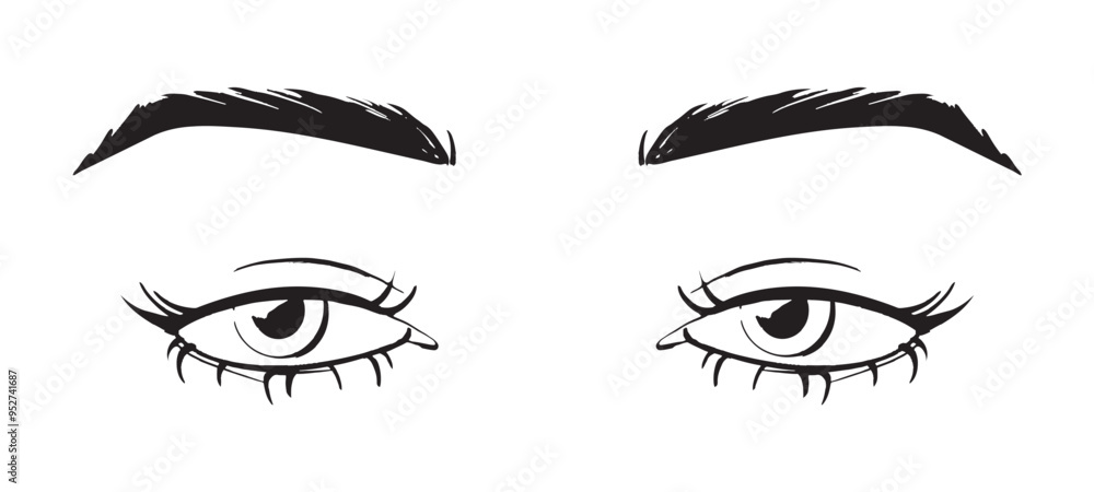 Vector illustration of women's head. Glamour fashion beauty woman face illustration.