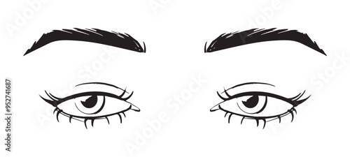 Vector illustration of women's head. Glamour fashion beauty woman face illustration.