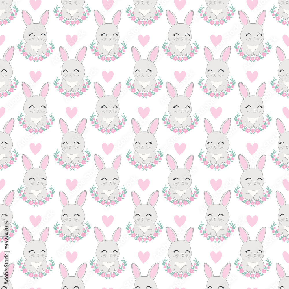 Seamless pattern with cartoon bunnies for kids. Abstract art print. Hand drawn background with cute animals. Vector illustration Seamless pattern with cartoon bunnies for kids. Abstract art print. Hand drawn background with cute animals. Vector illustration