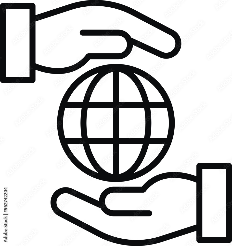 Hands Holding a Globe. Save the Earth. Editable Stroke. Stock Vector. Hands Holding a Globe. Save the Earth. Editable Stroke. Stock Vector.