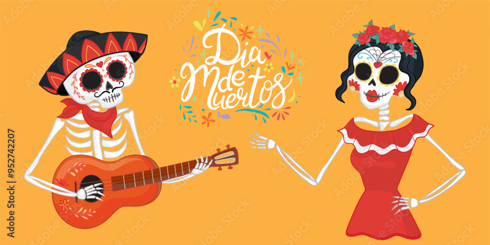 Fototapeta premium Vector hand drawn illustration of Mexican holiday 