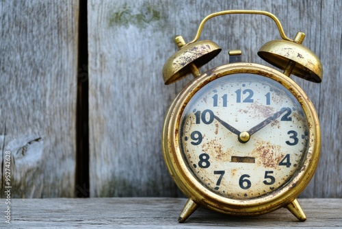 Wallpaper Mural Vintage alarm clock on rustic wooden background Torontodigital.ca