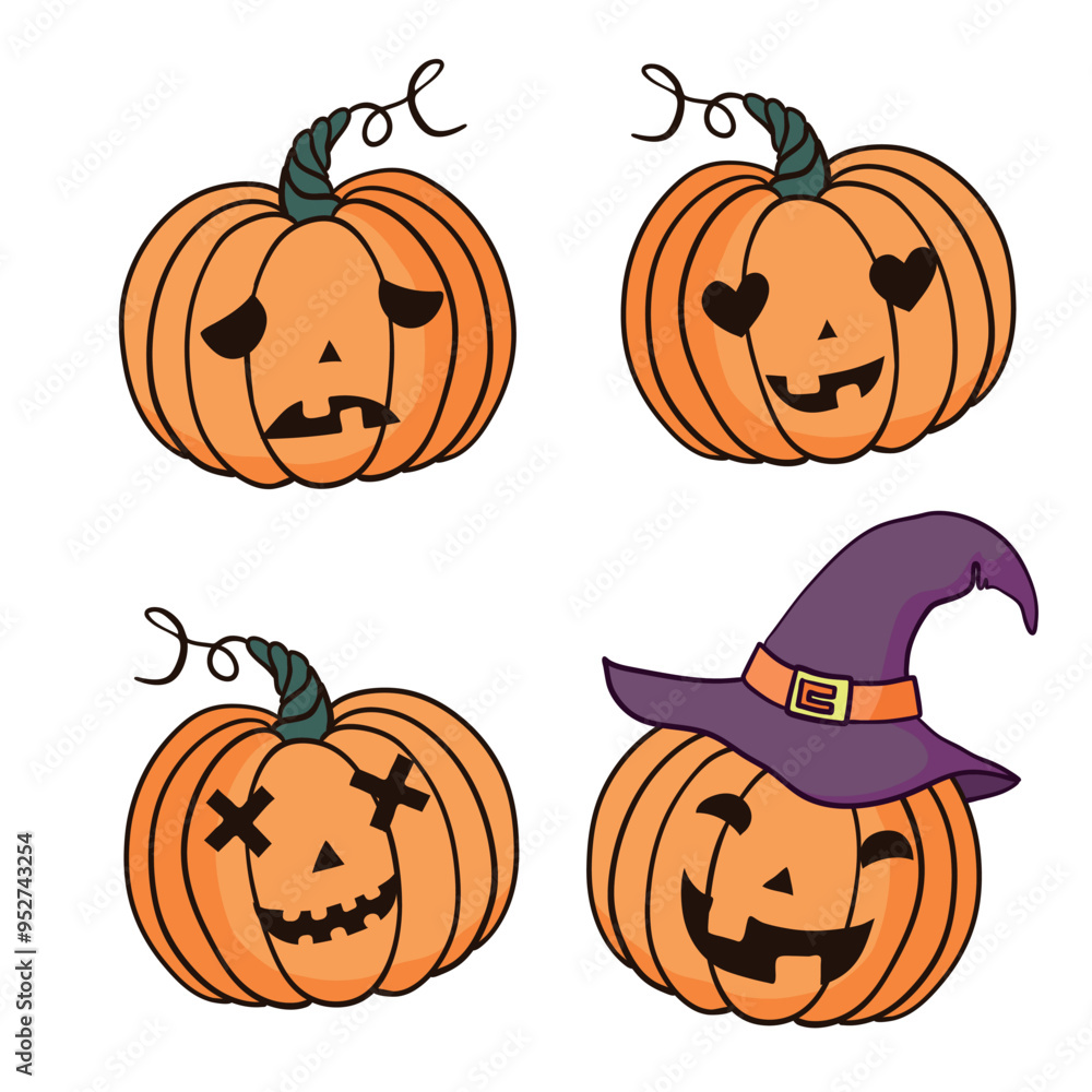 Halloween pumpkin with happy face on dark background. Vector cartoon Illustration. Halloween pumpkin with happy face on dark background. Vector cartoon Illustration.