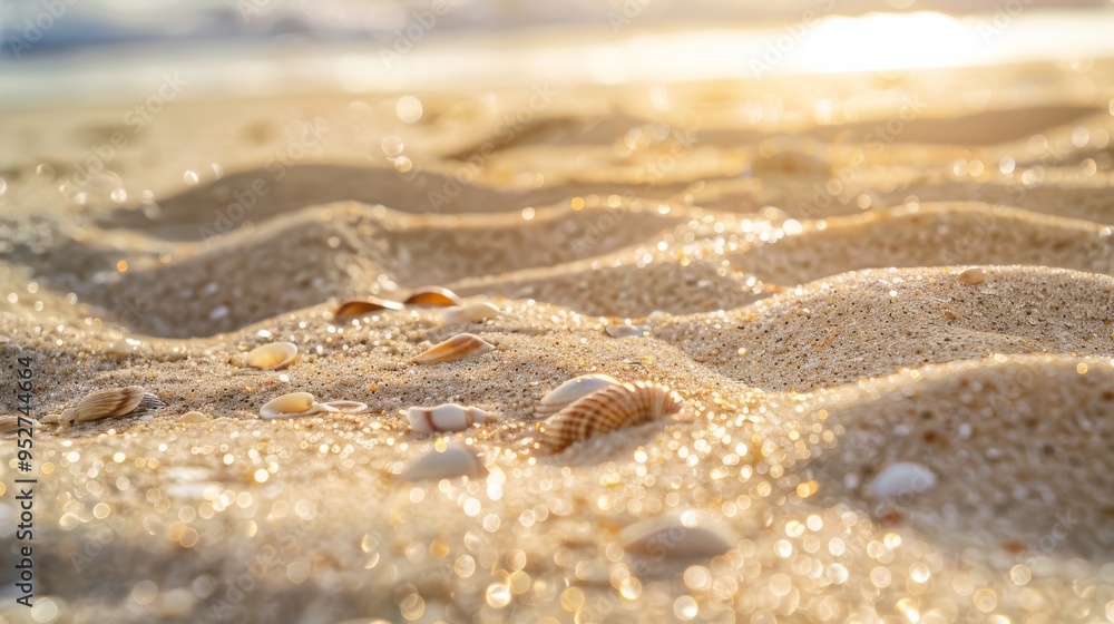 Smooth sandy beach with small shells scattered Smooth sandy beach with small shells scattered