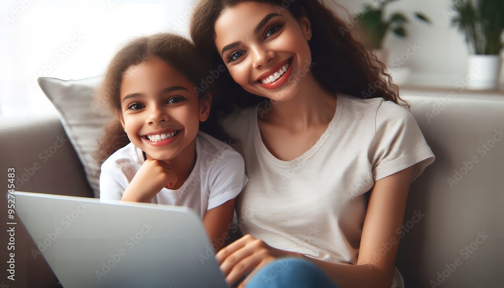 mother and child using laptop mother and child using laptop