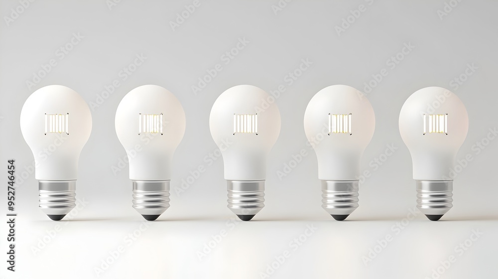 Closeup view of modern wireless smart light bulbs on clean white background Closeup view of modern wireless smart light bulbs on clean white background
