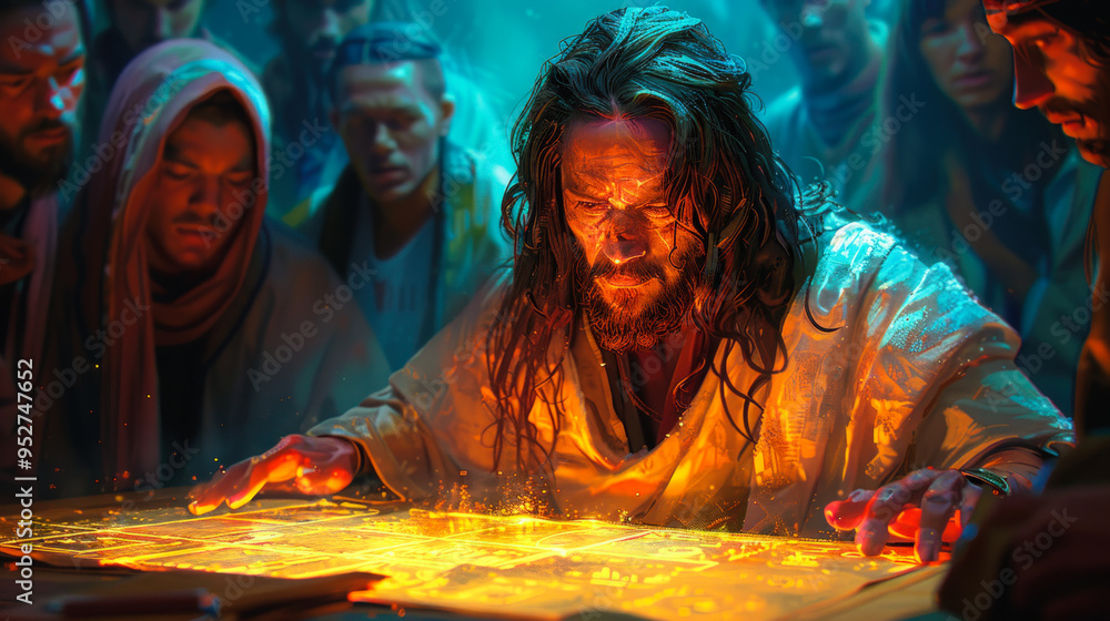 Mystical Man Reading Glowing Ancient Book
Mystical Man Reading Glowing Ancient Book