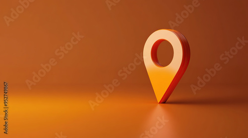 Free Download 3D render of a simple orange location pin on an orange background. - GFXLoad