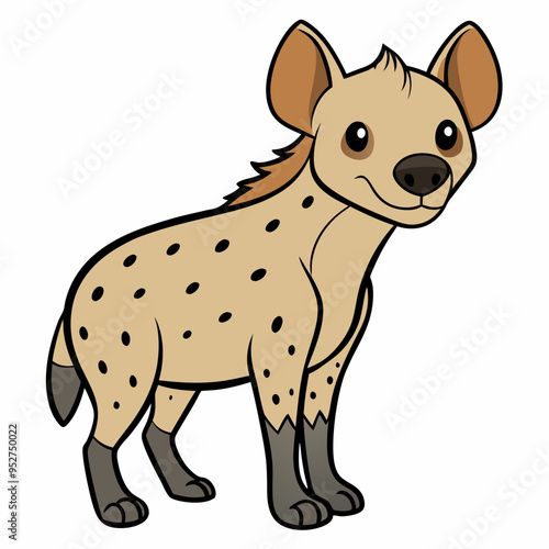 Childlike Hyena Profile - Rounded Contour Vector Illustration