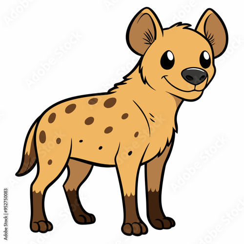 Childlike Hyena Profile - Rounded Contour Vector Illustration