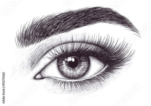 The eye with long lashes in fashion illustration