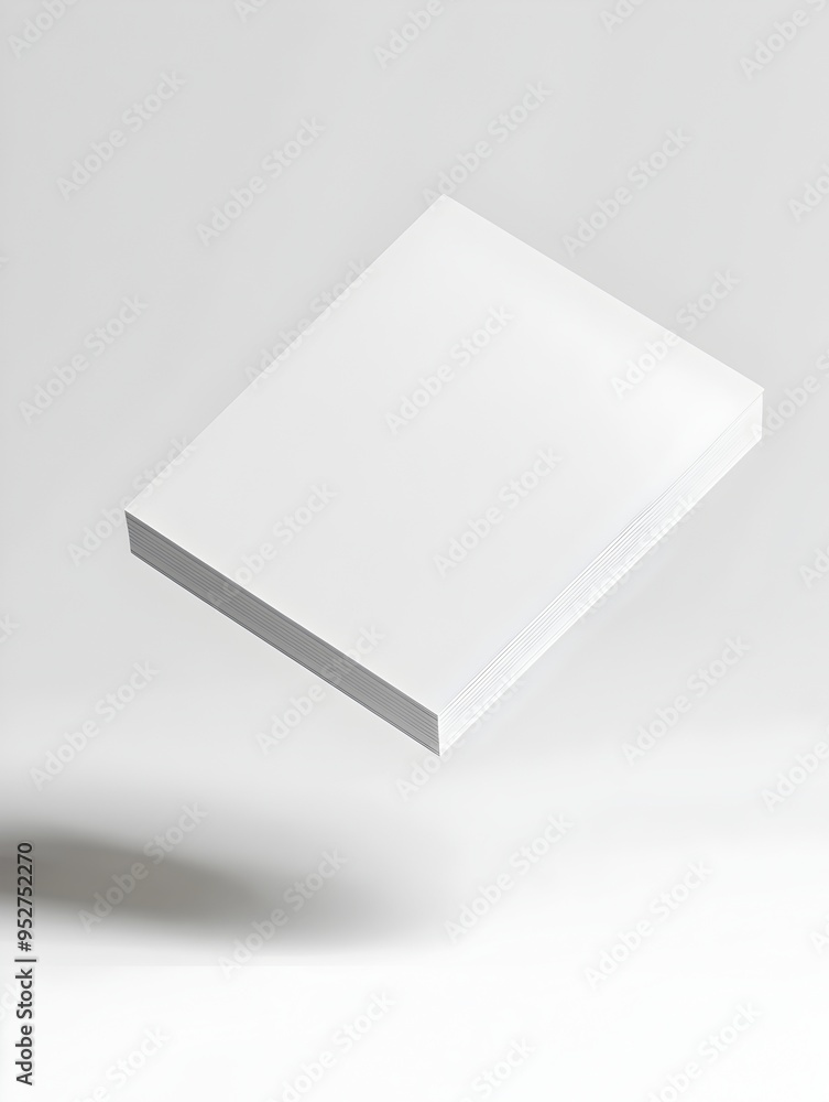 Minimalist Floating Notepad on Plain White Background in Contemporary Photography Style Minimalist Floating Notepad on Plain White Background in Contemporary Photography Style